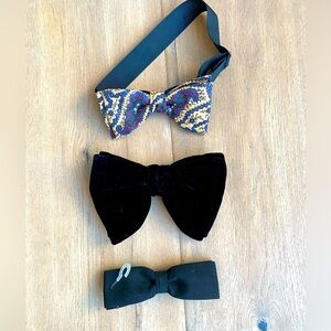 Three Bowties- One Silk, One Velvet & one polyester